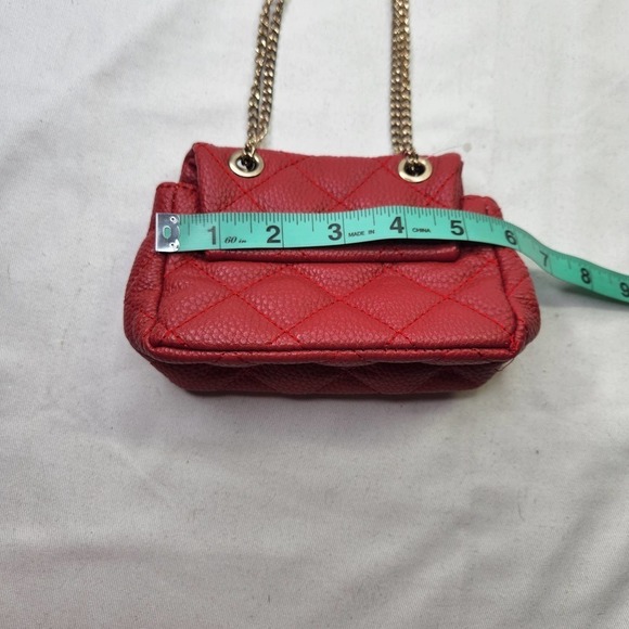 Chloe K New York Emma Mini Bag Red Gold Quilted Bag - Picture 5 of 6